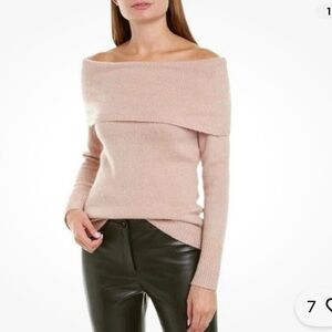 Theory Taupe Cowl off the shoulder wool blend  Sweater woman M tan layering